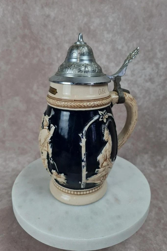 Chope à bière vintage Nick-werke 🇩🇪 Bad Hönningen – Grès & étain – 0,5l